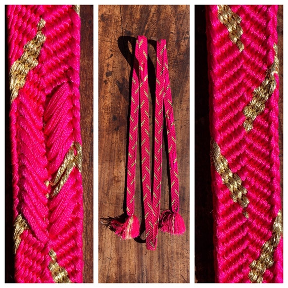 Pink silk Obijime kimono belt