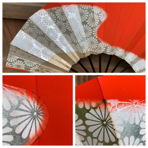 Vintage Japanese fan - sensu - folding fan - Geish