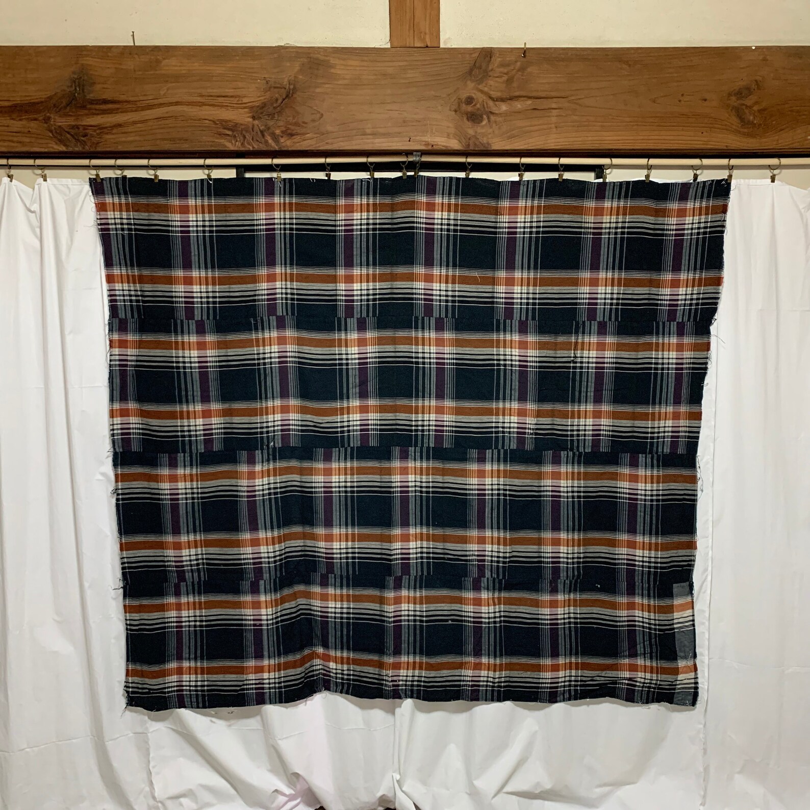 Japanese Ikat checked plaid cotton futon cover fabric blue Etsy