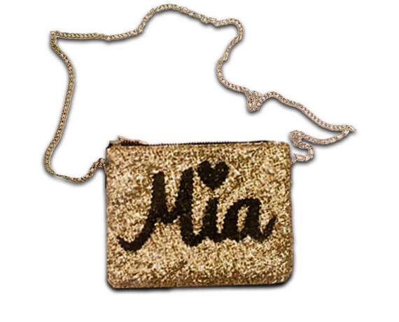 gold glitter crossbody bag