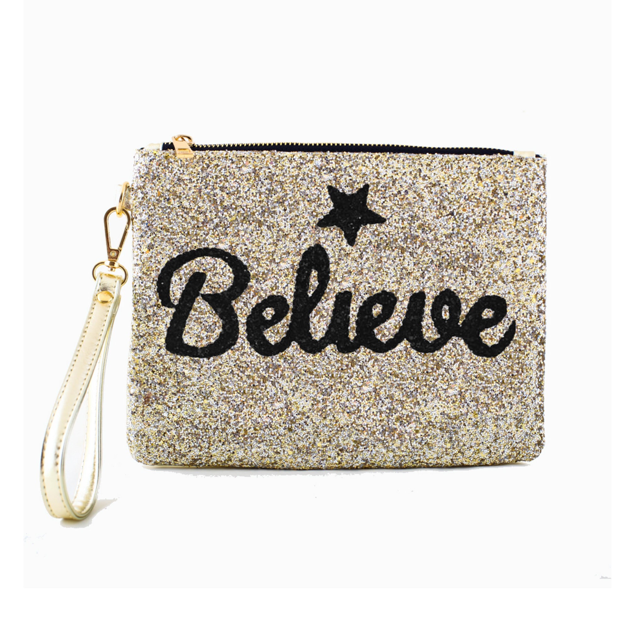 Gold Glitter Wallet Purse with Hand Strap Can Add Text or Etsy