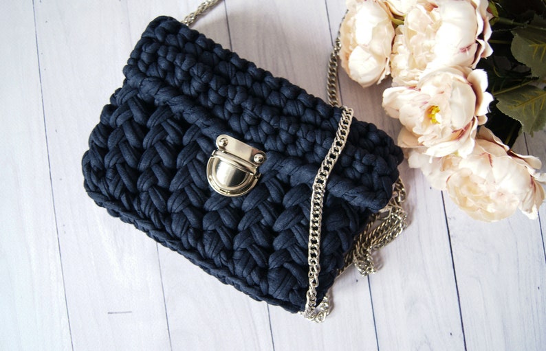 Navy Blue Small Crossbody Bag for Women Crochet Bag Designer | Etsy