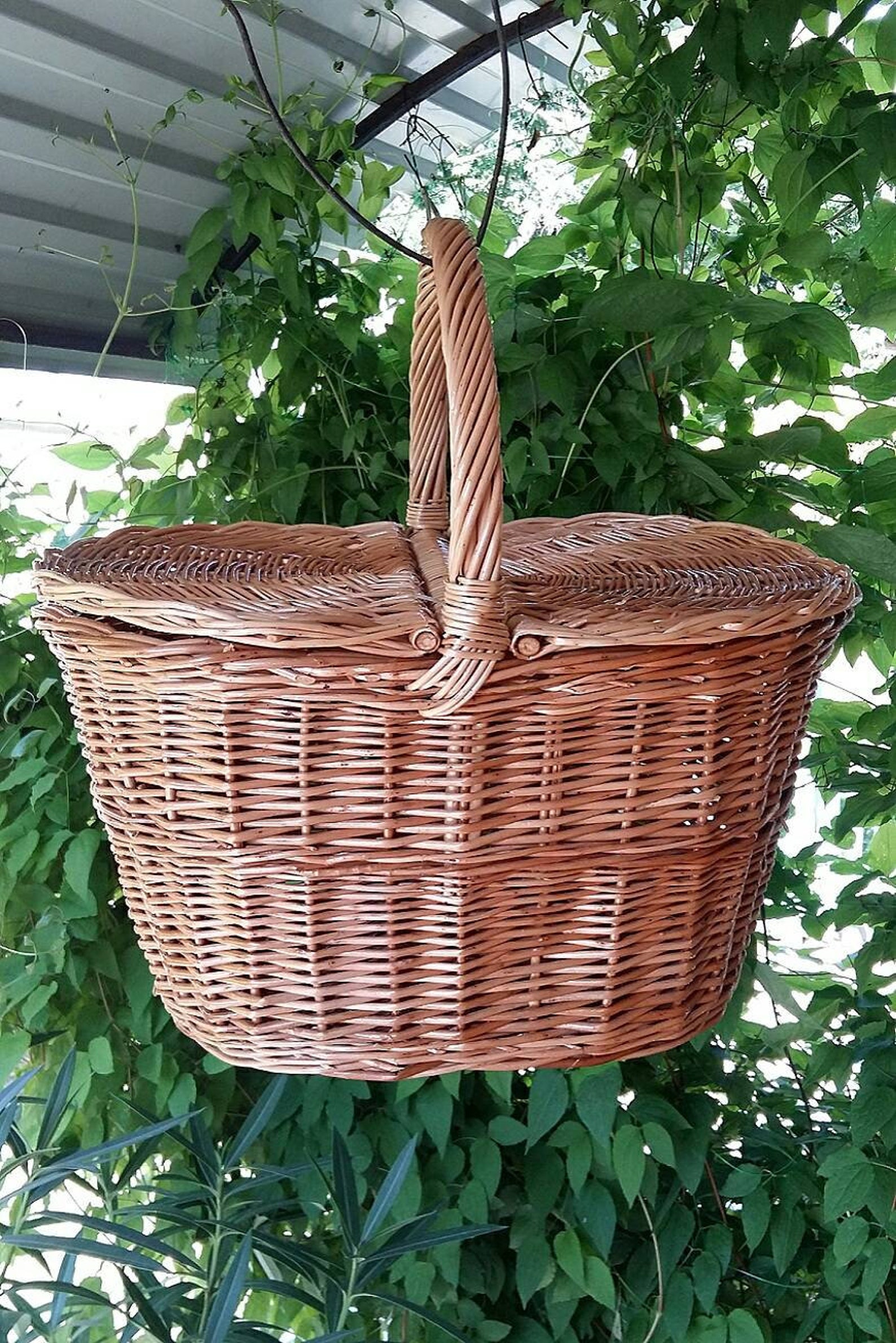 Picnic Basket Wicker Basket With Lid and Handle Etsy