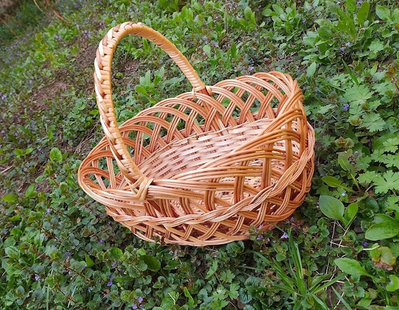 Wicker Picnic Basket With Handle Rustic Shopping Basket Willow 