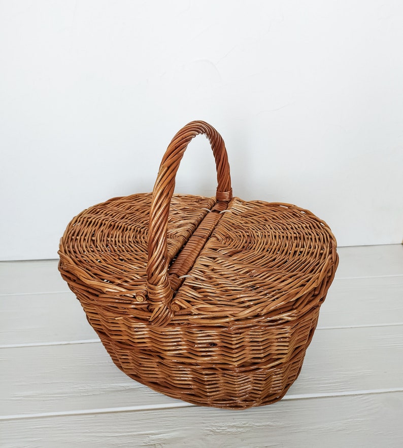 Wicker Picnic Basket With Lid Etsy Australia