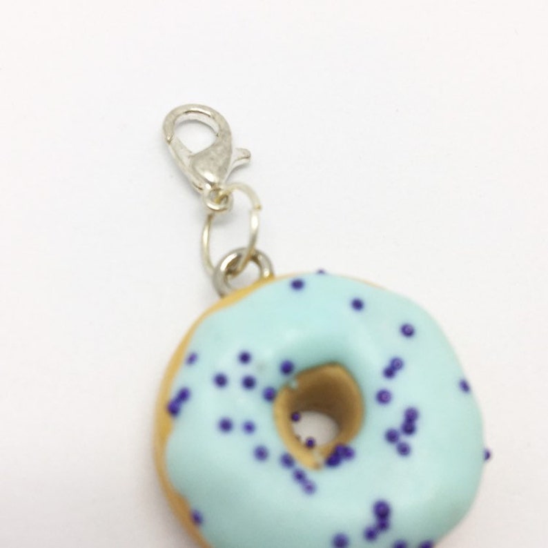 Pastel blue doughnut Fimo donut pendant; Pastel blue donut pendant