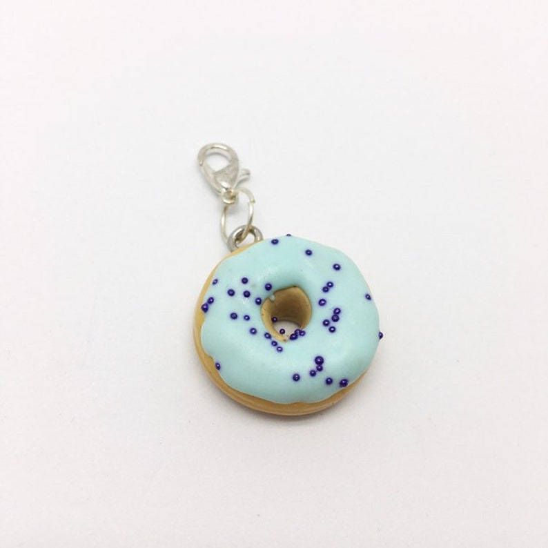 Pastel blue doughnut Fimo donut pendant; Pastel blue donut pendant