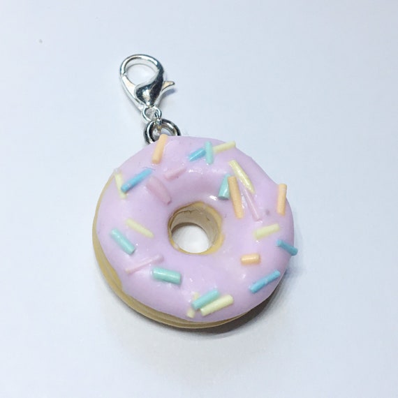 Pastel blue doughnut Fimo donut pendant; Pastel blue donut pendant
