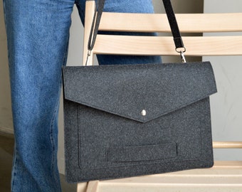 Felt MacBook Case with Detachable Strap, M4 M5 Laptop Sleeve, Custom Eco Cover