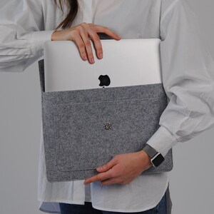 Étui pour ordinateur portable avec poche, étui en feutre Eco pour ordinateur portable, Étui fait main pour MacBook, Mallette