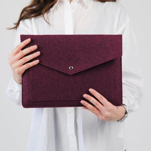 Étui pour ordinateur portable avec poche, étui en feutre Eco pour ordinateur portable, Étui fait main pour MacBook, Mallette
