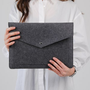 Étui pour ordinateur portable avec poche, étui en feutre Eco pour ordinateur portable, Étui fait main pour MacBook, Mallette