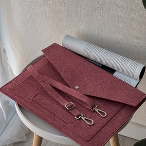 Sac pour ordinateur portable, étui pour MacBook, étui pour ordinateur portable avec poche, sac fait main pour MacBook, porte-documents
