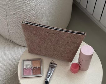 Eco-Felt Makeup Bag: Large Zipper Cosmetic Organizer