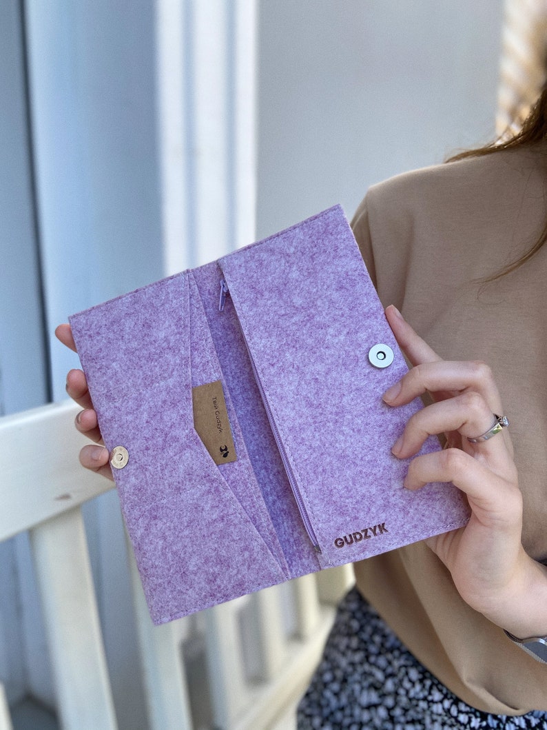 Cartera clásica minimalista de fieltro con bolsillo para monedas imagen 1