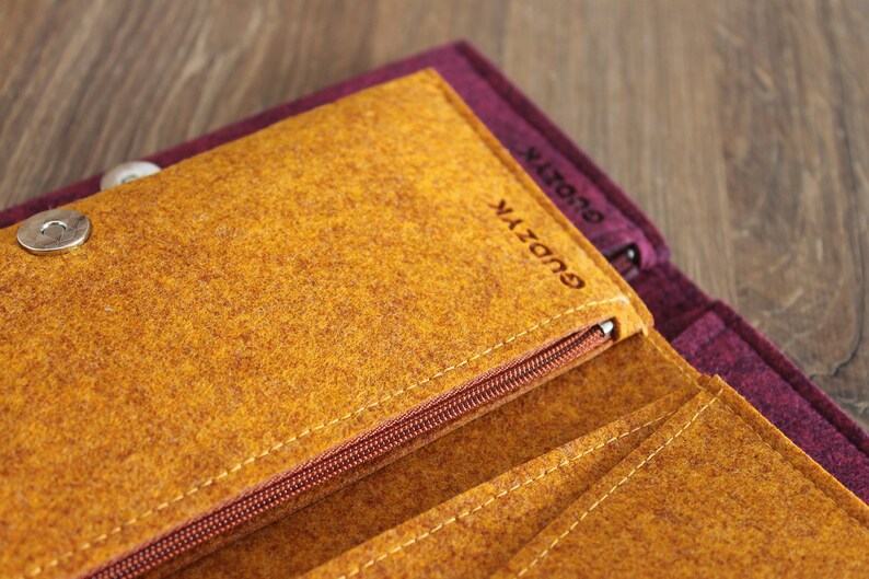 Cartera clásica minimalista de fieltro con bolsillo para monedas imagen 7