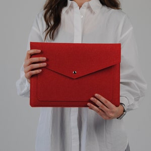 Étui pour ordinateur portable avec poche, étui en feutre écologique pour ordinateur portable, étui fait main pour MacBook, porte-documents