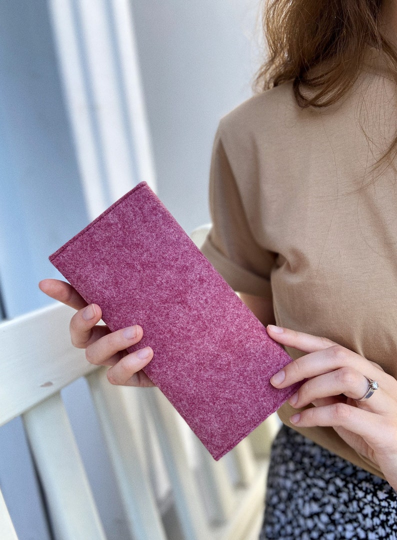 Cartera clásica minimalista de fieltro con bolsillo para monedas imagen 3