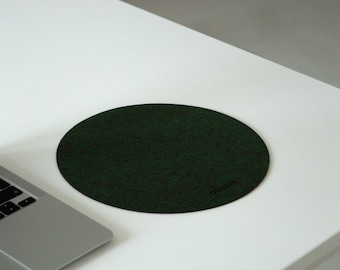 Minimalistyczna okrągła podkładka pod mysz z ekologicznego filcu: ręcznie wykonany dodatek komputerowy