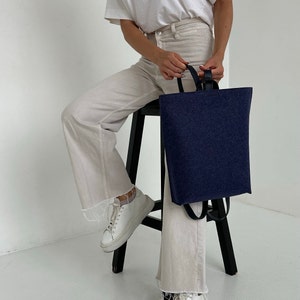 Backpack, felt bag, minimal backpack, bag for 13-15 MacBook, travel backpack, indigo bag