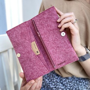 Cartera clásica minimalista de fieltro con bolsillo para monedas imagen 2