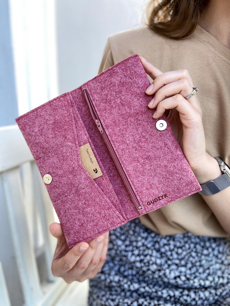 Cartera clásica minimalista de fieltro con bolsillo para monedas imagen 2