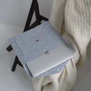 Étui pour ordinateur portable avec poche, Eco feutre cas pour ordinateur portable, Cas fait main pour MacBook, Mallette,