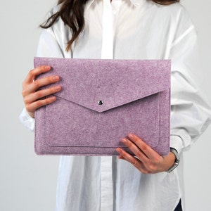 Case for laptop with pocket, Eco felt case for laptop, Handmade Case for MacBook, Briefcase