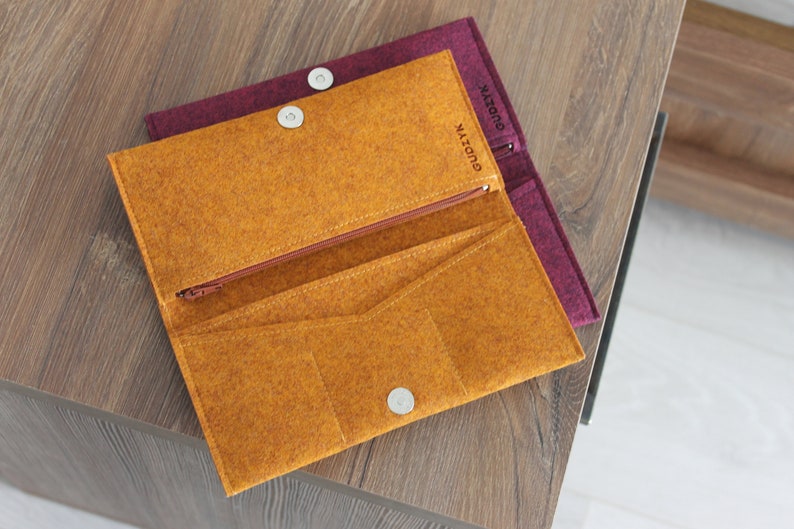Cartera clásica minimalista de fieltro con bolsillo para monedas imagen 8