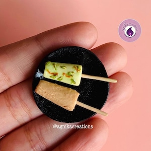 Indian Food Miniature Fridge Magnet, Dollhouse food, Miniature Kulfis, 1:12 Scale