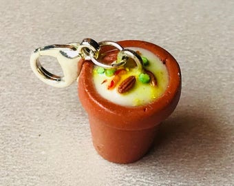 Indian Food Miniature Charm, Miniature Sweet Lassi Charm, Miniature Indian Drink Charm