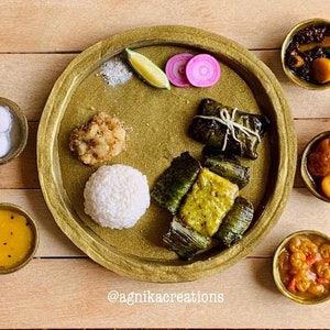 Indian Food Miniature Fridge Magnet, Dollhouse food, Miniature Platter-Bengali Cuisine, 1:12 Scale