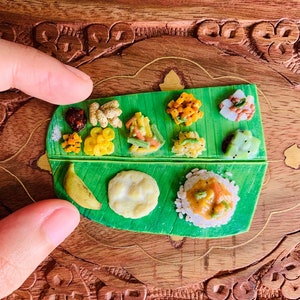 Indian Food Miniature Fridge Magnet, Dollhouse food, Miniature Onam Sadhya, 1:12 Scale