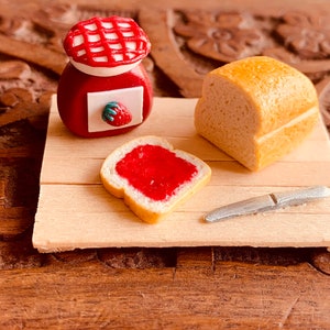 Pain miniature et confiture, aimant de réfrigérateur, aimant de cuisine, petit aimant de nourriture, aimant mignon d'argile