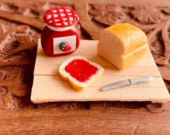 Miniature Bread & Jam, Refrigerator Magnet, Kitchen Magnet, Small Food Magnet, Cute Clay Magnet