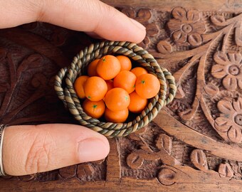 Miniature Orange Basket Fridge Magnet, Food Magnet, Refrigerator Magnet, Kitchen Magnet, Small Food Magnet, Cute Clay Magnet