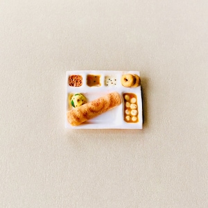 Indian Food Miniature Fridge Magnet, Dollhouse food, Miniature South Indian Breakfast Thali, 1:12 Scale