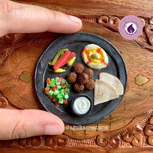 Handmade Dollhouse Food/Miniature Food Fridge Magnet, Miniature Falafel Platter, 1:12 Scale