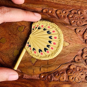 Miniature Fridge Magnet, Dollhouse Miniature, Miniature Haathpakha (Traditional Bengali Hand Fan), 1:12 Scale