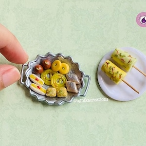 Indian Desserts Miniature Fridge Magnet, Dollhouse food, Miniature Sweets and Kulfi, 1:12 Scale