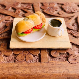 Sandwich miniature et aimant de réfrigérateur de café, aimant de nourriture, aimant de réfrigérateur, aimant de cuisine, petit aimant de nourriture, aimant mignon d'argile