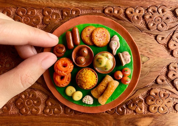 Indian Food Miniature Fridge Magnet, Dollhouse Food, Miniature