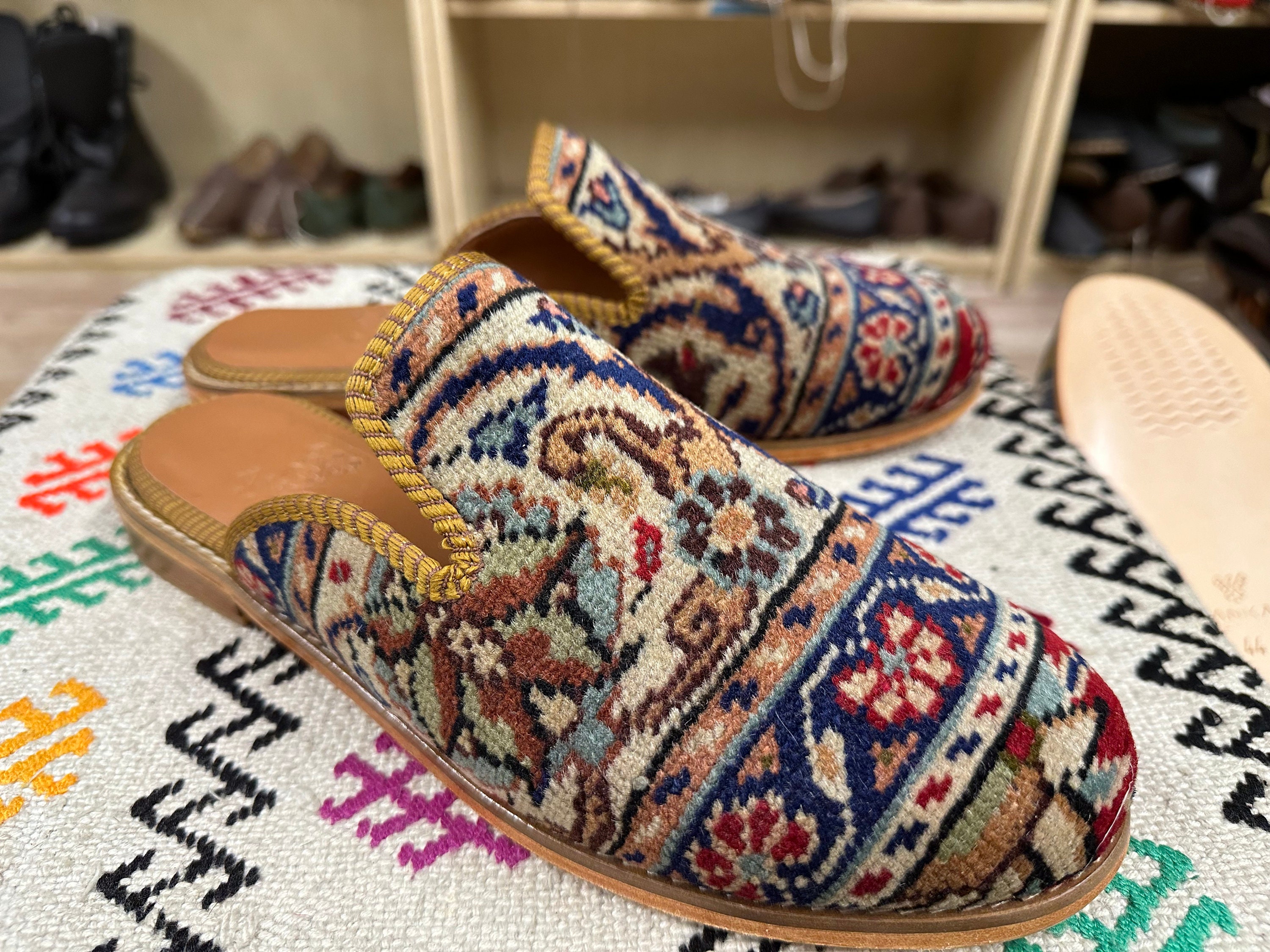Artemis Kilim Loafers | Handmade Turkish Carpet Slippers Size 42 Turkish Kilim Loafers - The J. Peterman Company main image 4