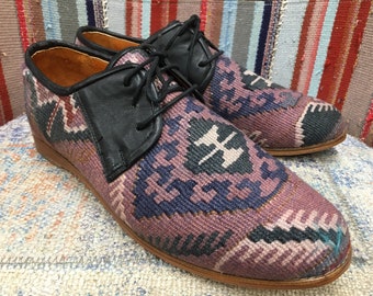 Kilim Tie Shoes 45-EU (12-US) Unique Shoes, Handmade Shoes, Gift Shoes, Bohemian Shoes for man