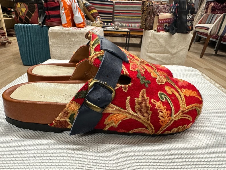 Handmade mules us-9 eu-39 emdroidered slippers image 4