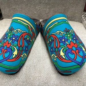 Handmade us-6 (eu-36) mules fabric slippers for woman