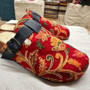 Handmade mules us-9 eu-39 emdroidered slippers image 3