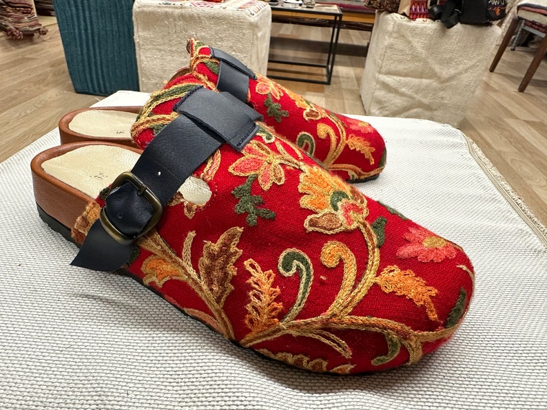 Handmade mules us-9 eu-39 emdroidered slippers image 3