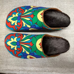 Handmade us-10 (eu-40) mules fabric slippers for woman