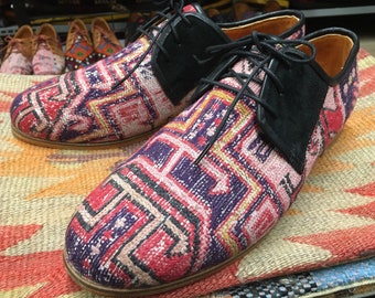 Kilim Tie Shoes 45-EU (12-US) Unique Shoes, Handmade Shoes, Gift Shoes, Oxford Shoes for man